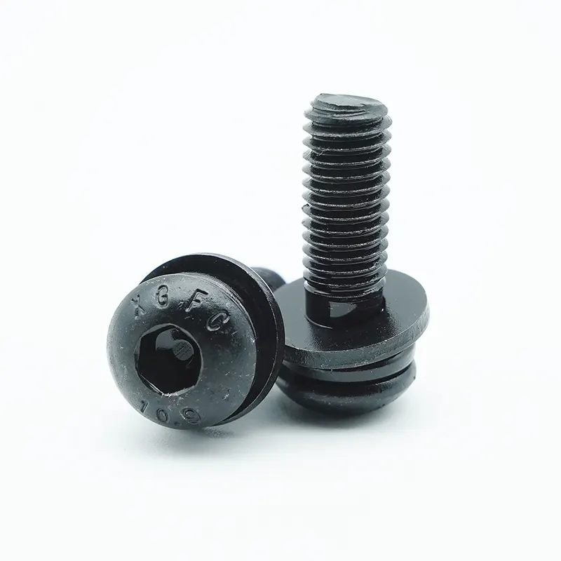 Itim na oxide hex socket button na kumbinasyon ng ulo ng mga tornilyo