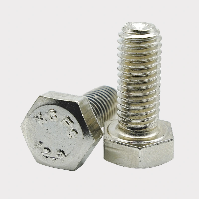Nickel-plated hex head bolts