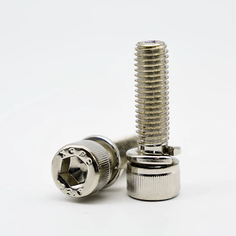 Nickel-plated hex socket head cap screws na may mga tagapaghugas ng tagsibol
