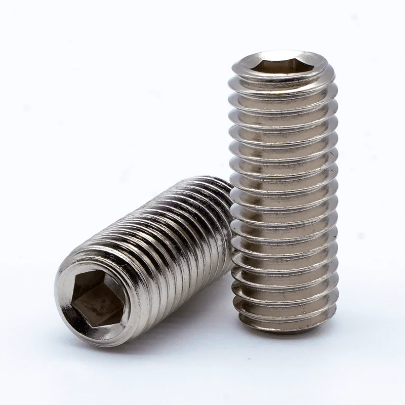 Nickel-plated hex socket set screws na may cup point